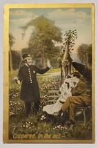 Couple Kissing on Bench &quot;Coppered  in the Act&quot; Postcard H27 - £7.03 GBP
