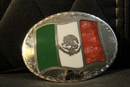 Hand carved German Silver Mexico flag belt buckle- NEW - £50.54 GBP