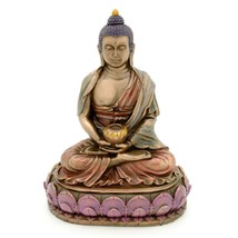 BUDDHA STATUE 6&quot; Meditating Buddhist Icon Bronze Resin HIGH QUALITY Amit... - $34.95