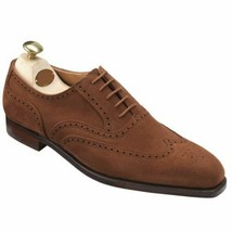 Made To Order Men&#39;s Brown Oxford Wing Tip Brogue Toe Suede Real Leather Shoes - £119.89 GBP+