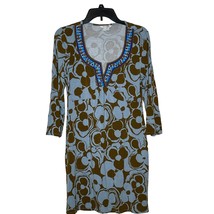 Boden Women&#39;s 10 Beaded Notched Neck Shift Dress Empire Waist Floral 3/4 Sleeve - £23.38 GBP