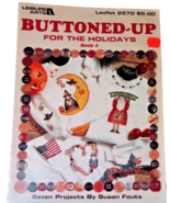 Leisure Arts BUTTONED UP FOR THE HOLIDAYS Vtg  Cross Stitch Patterns Boo... - $7.70