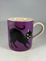 Harry and David Purple Halloween Black Cat Illustrated Modern Coffee Mug - £11.16 GBP