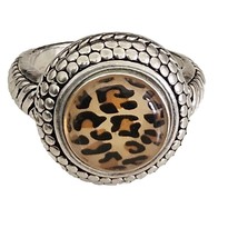 Cheetah Print Silver Tone Band Statement Ring 6.5 - £13.51 GBP