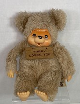 VTG Russ Monchichi Thumb Sucking Tubby Monkey Bear Stuffed Plush W/ Sign - £14.65 GBP