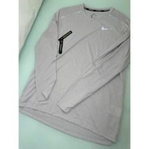 Nike Breathe Men Performance Shirt Medium M Gray Long Sleeve Running Tra... - $49.47