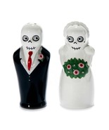 NEWLYDEADS SALT AND PEPPER SHAKERS Pair Set Ceramic Skeleton Bride Groom... - $504.50 MXN