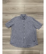 Vilebrequin Size XL Blue &amp; White 100% Linen Gingham Men&#39;s Short Sleeve - $49.49