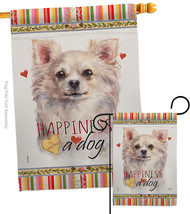 White Chihuahua Happiness Flags Set Dog 28 X40 Double-Sided House Banner - £40.13 GBP