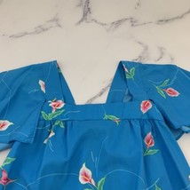 Hookano Womens Vintage Hawaiian Maxi Dress Size 16 Blue Pink Calla Lily Floral - £35.03 GBP