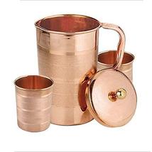 Rastogi Handicrafts Copper solid brass nobe jug linning design 1.6 L with 2 glas - £36.15 GBP