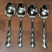 Oneida Mozart lot of 4 Soup Spoons Deluxe Stainless Flatware Silverware - £15.92 GBP