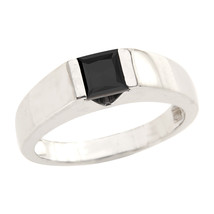 Created 2Ct Princess Black Sapphire Solitaire Men&#39;s Ring in 925 Silver Size 11 - £63.35 GBP