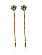 Floral Cristal Chapado en Oro Cadena Larga Colgante Mujeres Pendientes Sui Dhaga - £5.46 GBP