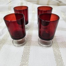 Vintage Arcoroc Luminarc Cavalier Wine Cocktail Glasses Ruby Red France Set of 4 - £19.25 GBP