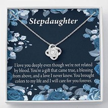 to My Stepdaughter You&#39;re a Blessing Message Card Necklace Love Knot Pendant Sta - £51.39 GBP