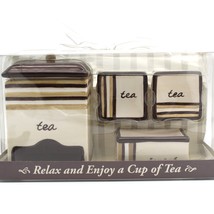 Hot Tea Accessory Set Tea Bag Dispenser Holders Sweetener Packet Dish 2006 - £19.10 GBP