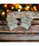 Set Of 2 Lead German Crystal Taper Candle Holders Star Geometric Pattern... - $21.87