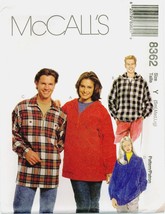 McCalls 8362 Misses Mens Hoodie Half Zip Tops Pullover Shacket Pattern UNCUT FF - £7.86 GBP