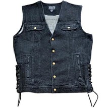 Vest Black Denim Vest Motorcycle - £31.93 GBP