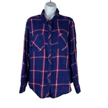 Faded Glory Youth Girls Plaid Long Sleeved Button Down Shirt Size L(12-14) - $14.03