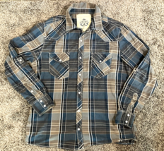 Supply Company Mens Shirt Size Large Blue Plaid Western Pearl Snap Butto... - £17.31 GBP