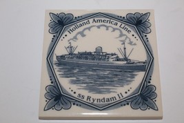 Holland America Line ss Ryndam II Delft Blue Ceramic Porcelain Coaster - £7.70 GBP