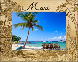 Maui Hawaii Laser Engraved Wood Picture Frame Landscape (8 x 10)  - £42.34 GBP