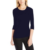 Three Dots long sleeve crew neck tee in Eclipse - size XS - £27.39 GBP