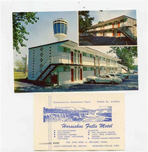 Horseshoe Falls Motel Postcard and Business Card Niagara Falls Canada 1960&#39;s - $17.82