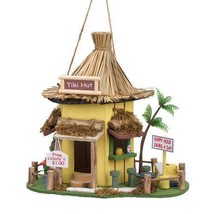 Tiki Hut Yellow Wood Birdhouse - £17.42 GBP