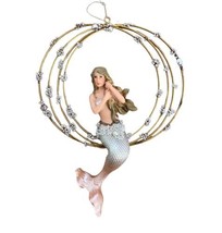 Kurt Adler Mermaid in a Ring Fixing Her Hair  Ornament Coastal Beach - £9.73 GBP