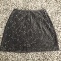 J Crew Embroidered Floral Velvet Mini Skirt Gray hidden side zipper size 0 - £14.42 GBP