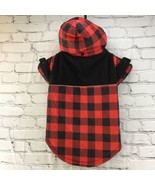 Scenereal Dog Jacket Coat Red Black Buffalo Plaid Detachable Hood Fits 2... - $9.89