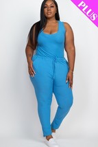 Women&#39;s Plus Size Ibiza Blue Drawstring Jumpsuit (2XL) - $34.16