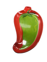 Red Pepper Snack Trays-Melamine Trays Chiles 15 Inches Long - £15.67 GBP