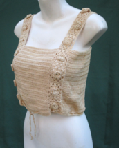 Irish Crochet Lace Crop Top Vintage Hand Crafted Art Nouveau Flowers Handmade S - £28.42 GBP