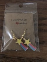 Star Rainbow Fashionable Earrings  Gold Hypoallergenic Hook - $14.95