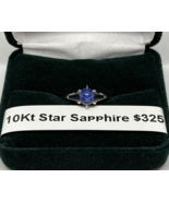 10K White Gold Ring With A Solitaire Synthetic Star Sapphire (Free Shipp... - £125.89 GBP