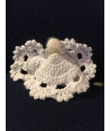 Vintage Hand Crafted White W/Silver Threads Crocheted Angel - $190.06 MXN