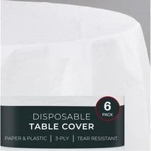 Paper Tablecloths For Round Tables | 82&quot;  6 Pack | White Paper Disposable Tablec - $66.99