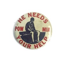 Vintage 1960s 1970s  He Needs Your Help POW MIA Pinback Button Vietnam W... - £18.18 GBP
