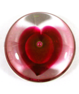 Studio Ahus Sweden Round Art Glass Fusia Heart Paperweight - £46.45 GBP