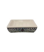 Le Souk Ceramique Stoneware Bathroom Soap Dish Vanity Blue Hand Painted ... - $239.70 MXN