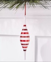 Holiday Lane Christmas Cheer White Drop with Stripe Pattern Ornament C21... - £11.79 GBP