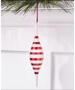 Holiday Lane Christmas Cheer White Drop with Stripe Pattern Ornament C21... - £11.85 GBP