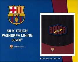 Fc Barcelona Original Licensed Sherpa Lining Throw Blanket With Sherpa 50”x60” - £25.84 GBP