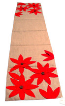 Saro Lifestyle Airabella Collection Red Appliqued Flower Table Runner 16x72in - £19.37 GBP