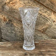Hand Cut Lead Crystal Over 24% 8&quot; Vase Star Pattern Bohemia Czech MCM Style - £24.91 GBP