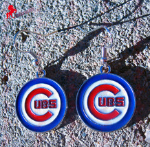 Chicago Cubs Dangle Earrings, Sports Earrings, Baseball Fan Earrings - G... - £3.12 GBP